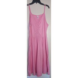 Leo Rossi Ladies Ruched Front Midi Dress With Pockets Size Large